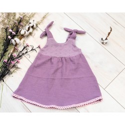 Baby Nellys Letní lehoučké mušelinové šaty Summer - lila, levandule
