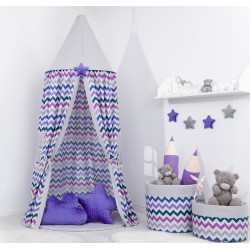 Stan pro děti, závěsný stan  - fialový cik cak / šedý