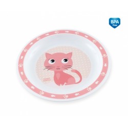 Plastový talířek Kočička - růžový