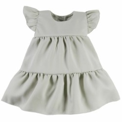 EEVI Dívčí šaty s volánky Nature - khaki