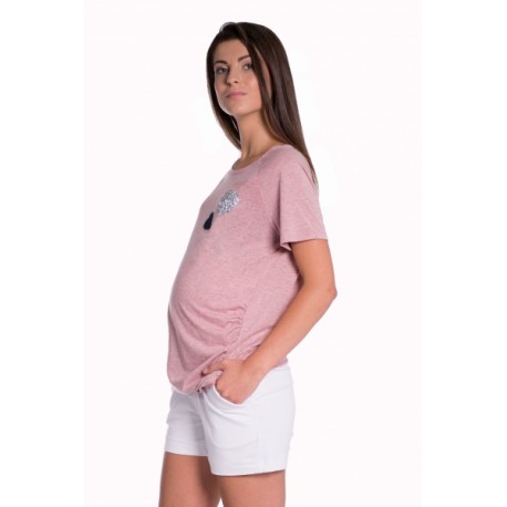 Těhotenské,bavlněné kraťasy s odpáratelným pásem - bílé
