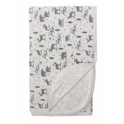 Mamatti Dětská oboustranná bavlněná deka, 80 x 90 cm, Hory, šedá s potiskem