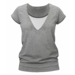 Kojící,těhotenské triko JULIE - šedý melír