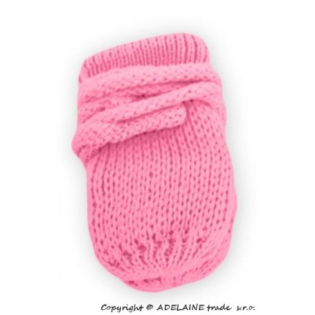 Zimní pletené  kojenecké rukavičky - růžové