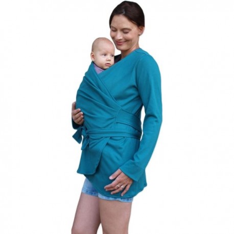 Zavinovací kabátek pro nosící, těhotné - biobavlněný - petrolejový