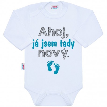 Body s potiskem New Baby Ahoj, já jsem tady nový., Tyrkysová, 50