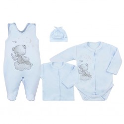 4-dílná kojenecká souprava Koala Angel modrá, Modrá, 62 (3-6m)