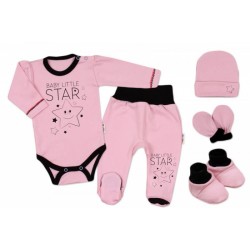 5-ti dílná soupravička do porodnice Baby Little Star - růžová