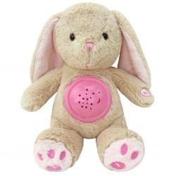 Plyšový usínáček králíček s projektorem Baby Mix růžový, Růžová