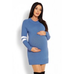 Těhotenský svetřík/tunika se stojáčkem - modrý