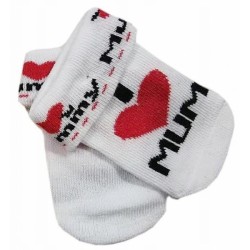 Irka Kojenecké bavlněné ponožky I Love Mum, bílé s potiskem