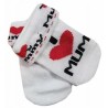 Irka Kojenecké bavlněné ponožky I Love Mum, bílé s potiskem