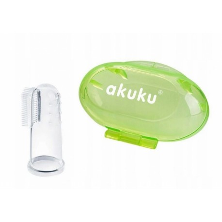 AKUKU Zubní kartáček s pouzdrem - silikonový zelený