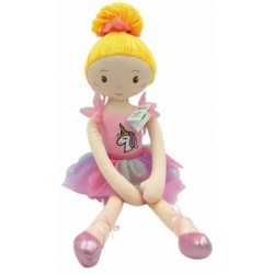 Hadrová panenka Luisa v šatičkách jednorožce, Tulilo, 70 cm - růžová