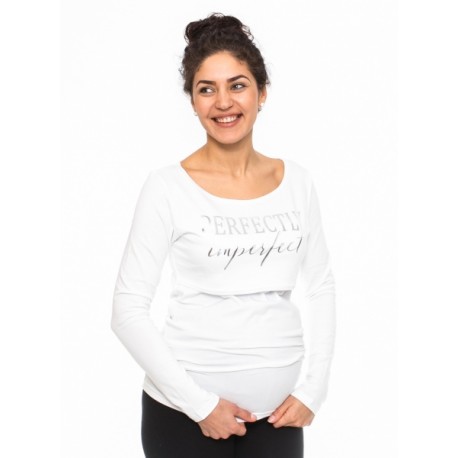 Těhotenské, kojící triko Perfektly - bílé