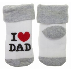 Kojenecké froté bavlněné ponožky I Love Dad, bílé/šedé 68/74 