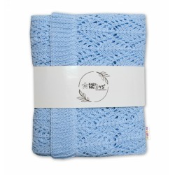 Baby Nellys Luxusní bavlněná hačkována deka, dečka LOVE, 75x95cm - světle modrá