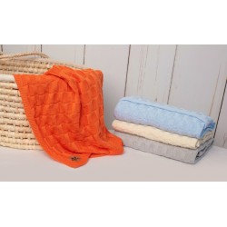 Baby Nellys Luxusní bavlněná pletená deka, dečka CUBE, 80 x 100 cm - orange