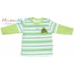 Polo tričko dlouhý rukáv Mamatti - FROG - zelené/proužky