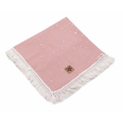 Baby Nellys Luxusní jednovrstvá mušelínová deka Stars s třásněmi, 70 x 100 cm,pudrová