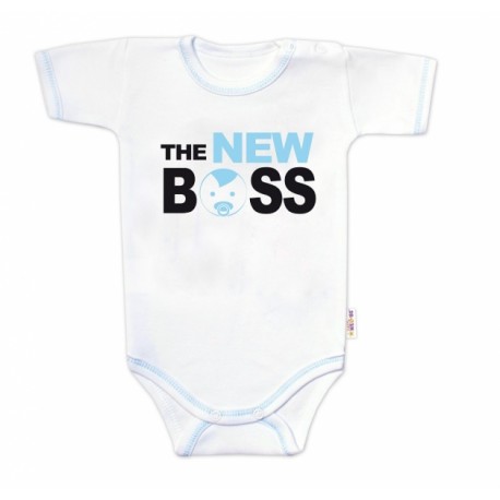 Body krátký rukáv s vtipným textem Baby Nellys, The New Boss, kluk