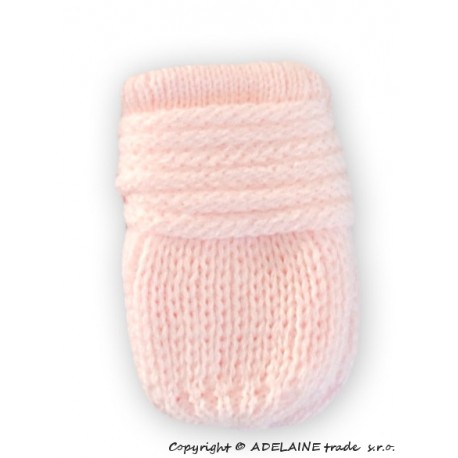 Zimní pletené  kojenecké rukavičky - sv. růžové