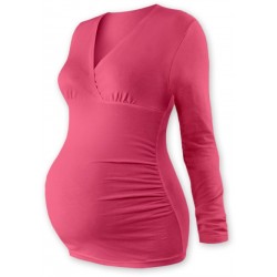 Těhotenské triko/tunika dlouhý rukáv EVA - losos. růžové