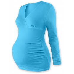 Těhotenské triko/tunika dlouhý rukáv EVA - tyrkys