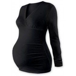 Těhotenské triko/tunika dlouhý rukáv EVA - černé