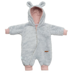 Luxusní dětský zimní overal New Baby Teddy bear šedo růžový, Šedá, 62 (3-6m)