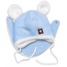 Baby Nellys Pletená zimní čepice s kožíškem a šátkem Star, modrá
