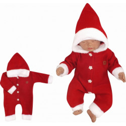 Z&amp,Z Dětský pletený overálek s kapucí Baby Santa, červený