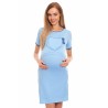 Be MaaMaa Těhotenská, kojící noční košile s lemovaným srdcem, kr. rukáv - modrá