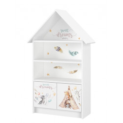Dřevěná knihovna/skříň na hračky Baby Boo Domeček, Sweet Dreams - bílá