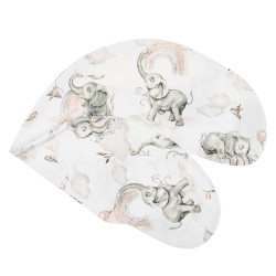 Povlak na kojící polštář New Baby Sloníci bílo-šedý, Bílá