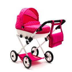 Dětský kočárek pro panenky New Baby COMFORT růžový s puntíky, Růžová