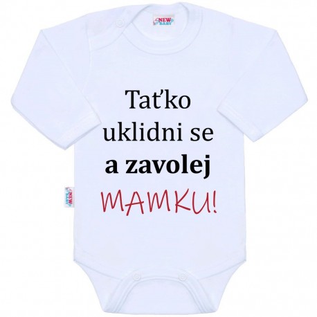 Body s potiskem New Baby a zavolej MAMKU!, Bílá, 86 (12-18m)