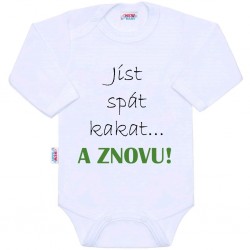 Body s potiskem New Baby jíst spát kakat... A ZNOVU!, Bílá, 50