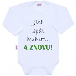 Body s potiskem New Baby jíst spát kakat... A ZNOVU!, Bílá, 86 (12-18m)