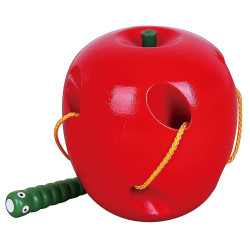 Dřevěná hra Viga Červík v jablíčku, Multicolor