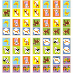 Dřevěné domino pro děti Viga Farma, Multicolor