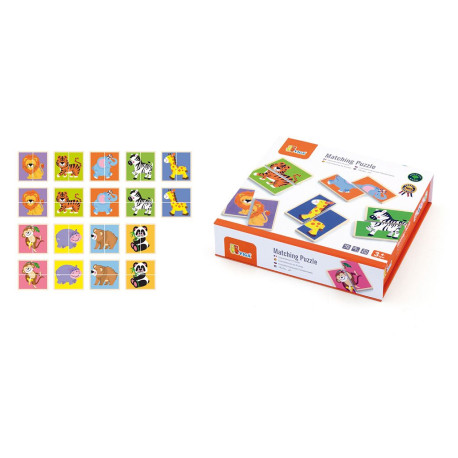 Dřevěná puzzle Viga Zvířátka 36ks, Multicolor