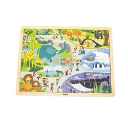 Dětské dřevěné puzzle Viga Zoo 48 dílků, Multicolor