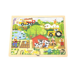 Dětské dřevěné puzzle Viga Farma 48 dílků, Multicolor