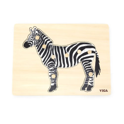 Dětské dřevěné puzzle vkládačka Montessori Viga Zebra, Multicolor