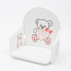 Vložka do dřevěných jídelních židliček typu New Baby Victory bílá medvídek srdíčko, Bílá