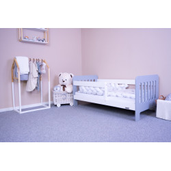 Dětská postel se zábranou New Baby ERIK 140x70 cm bílo-šedá, Šedá