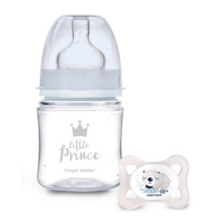 Antikoliková lahvička 120ml + dudlík set Canpol Babies, Mini Boy - Little Prince