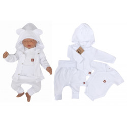 Novorozenecká sada 4D, body kr. rukáv, tepláčky, kabátek a čepička Z&amp,Z, bílá
