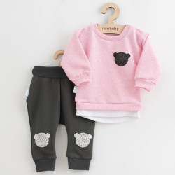 Kojenecká souprava tričko a tepláčky New Baby Brave Bear ABS růžová, Růžová, 74 (6-9m)